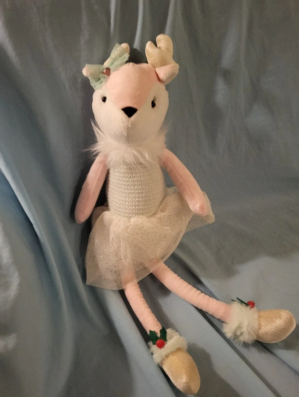 Pink Reinder Mistletoe Ballerina Plush Stuffed Animal Toy